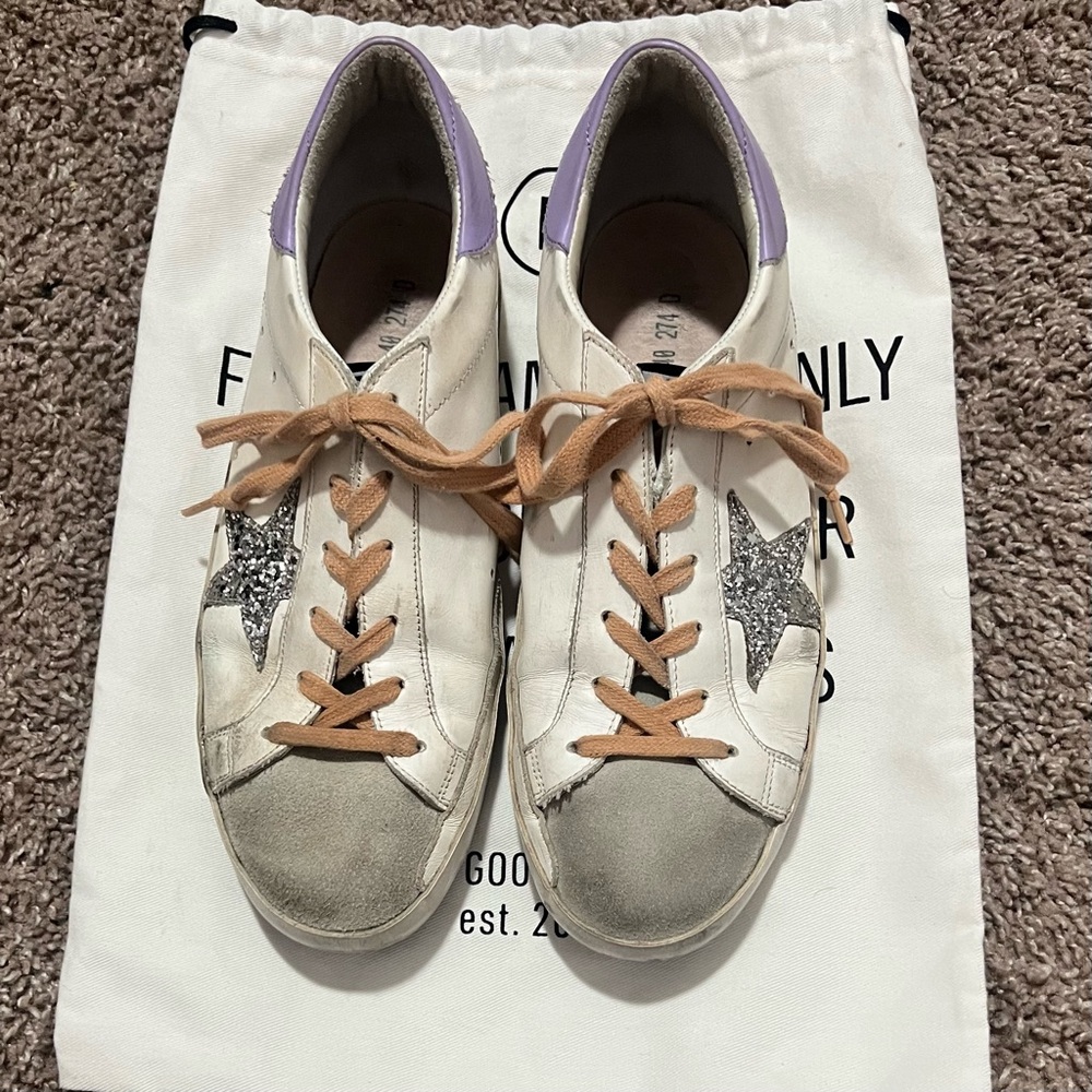 Golden Goose Women's White and Lavender Sneakers